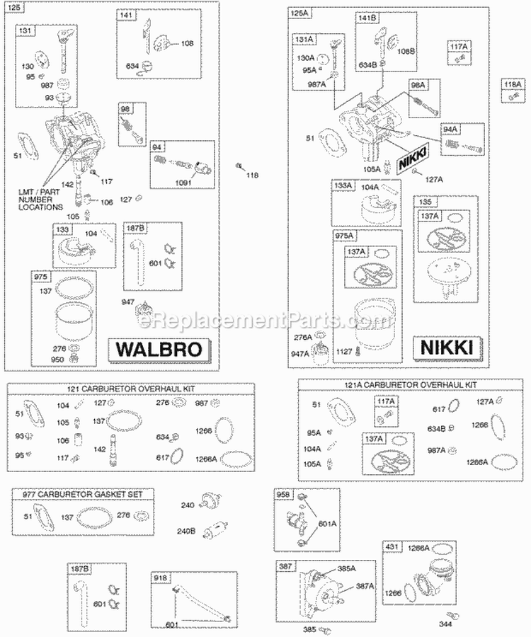 Carburetor Fuel Supply Kit - Carburetor Overhaul Diagram and Parts List for 280J77-0122-B1  Briggs and Stratton Engine